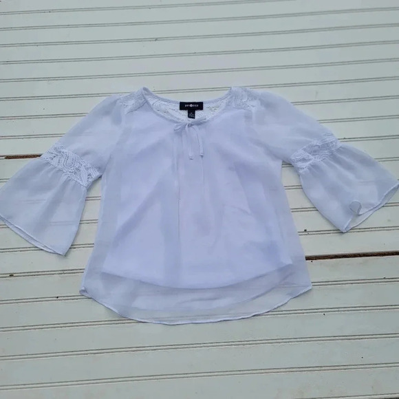 Amy Byer Girls Lace Accent Formal Top Blouse White M (10/12) - Picture 1 of 8